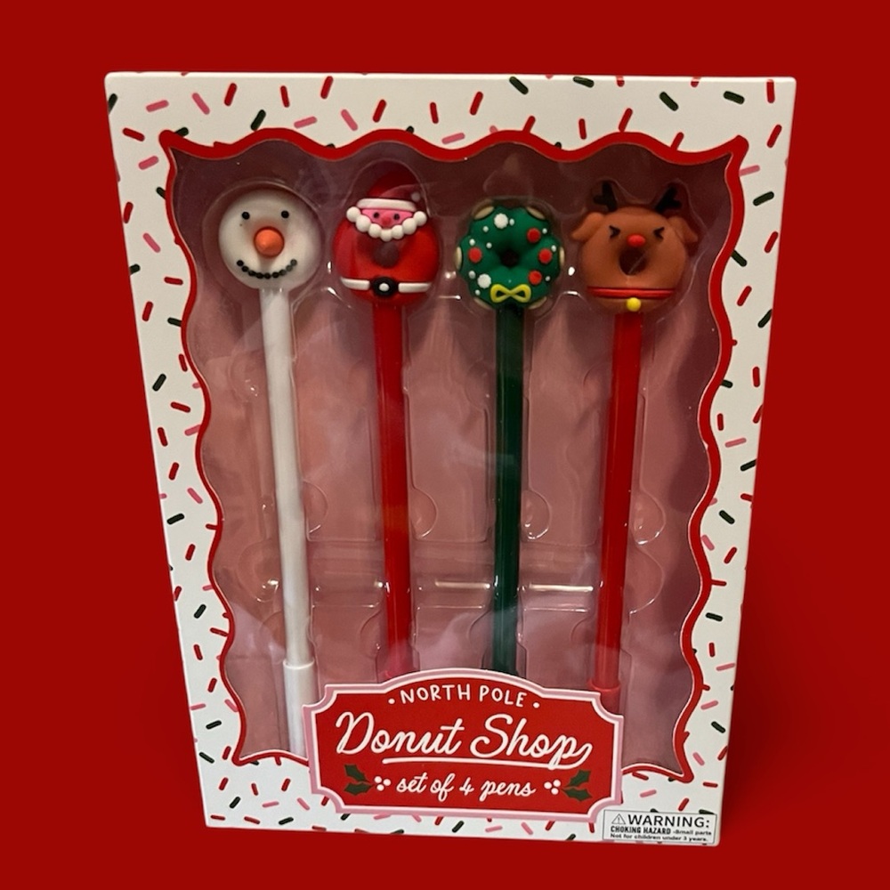 🆕 Eccolo North Pole Donut Shop Holiday Pen Set of 4